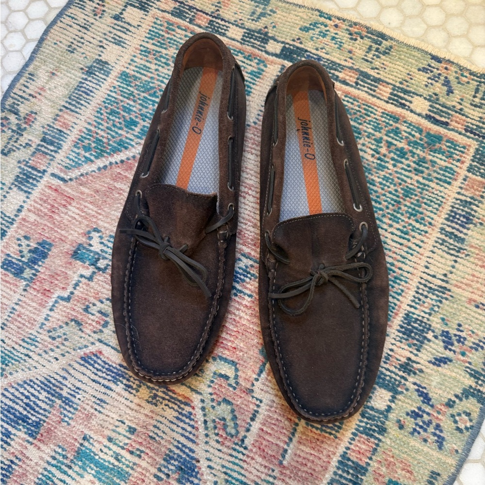 Johnnie-O Men’s Getaway Driver Loafer Dark Brown Suede Slip-On Moccasin 13